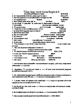 Tổng hợp word form English 9